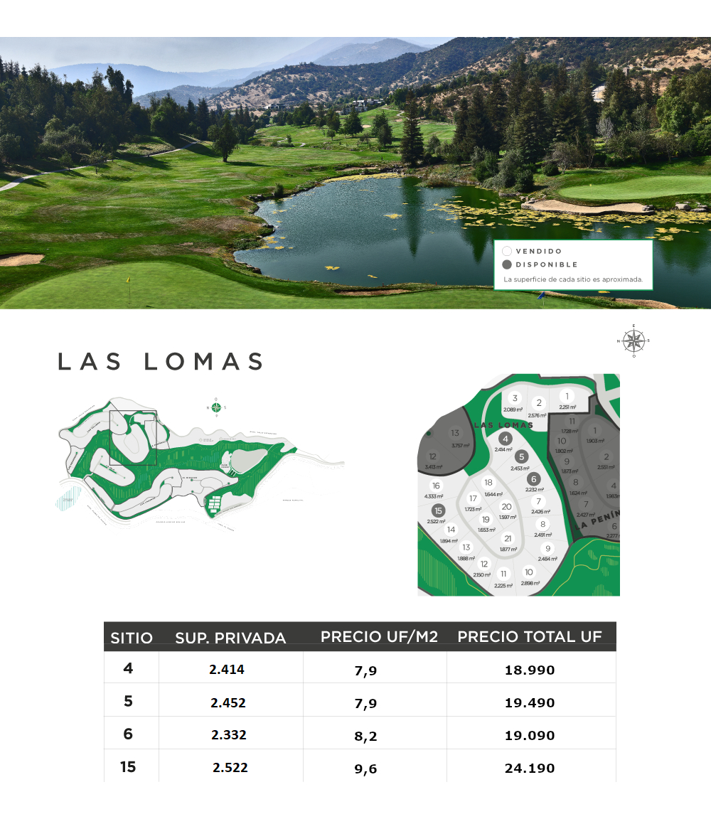 ÚLTIMOS SITIOS TERRENOS Desde UF17.500 y desde 2.091 m2 de terreno.