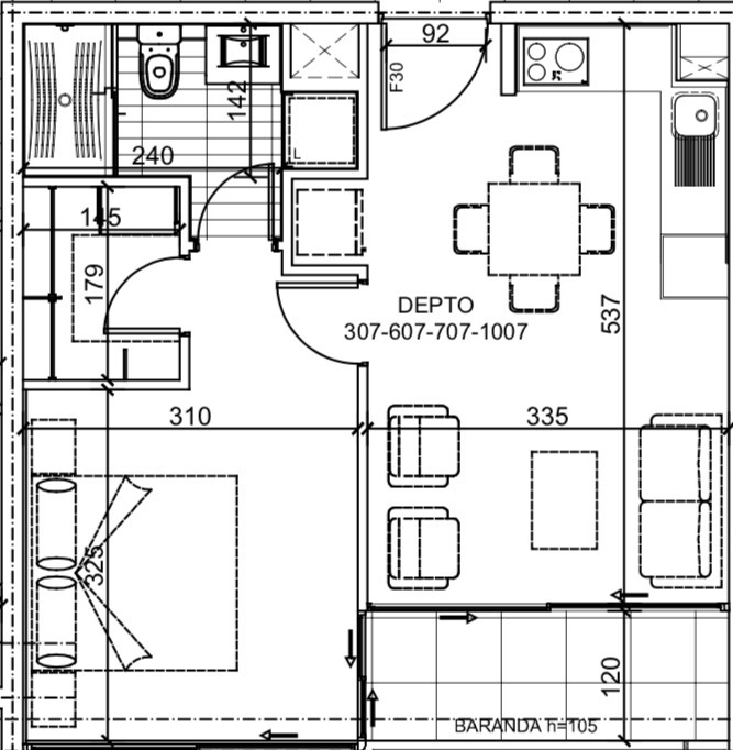 Venta Departamento S 1D en suite Walk-in cl&oacute;set 1B 1E 1B Pedro de Valdivia - Providencia