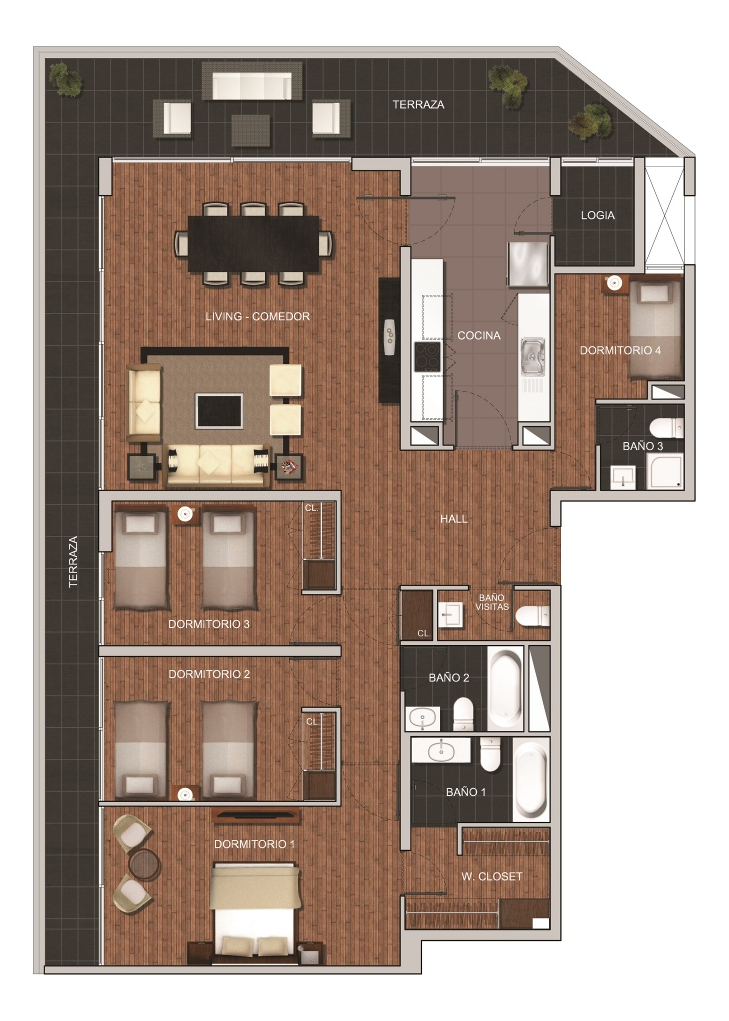 Arriendo Departamento 3D Vaticano - Las Condes
