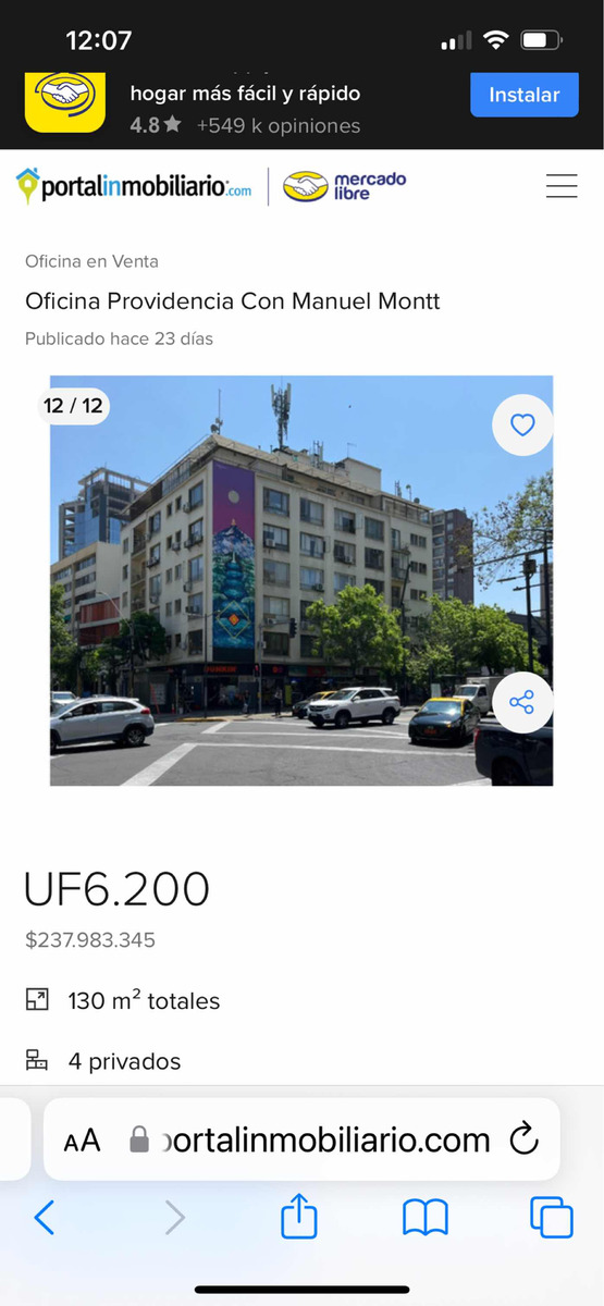 Venta Oficina 3B Manuel Montt - Providencia