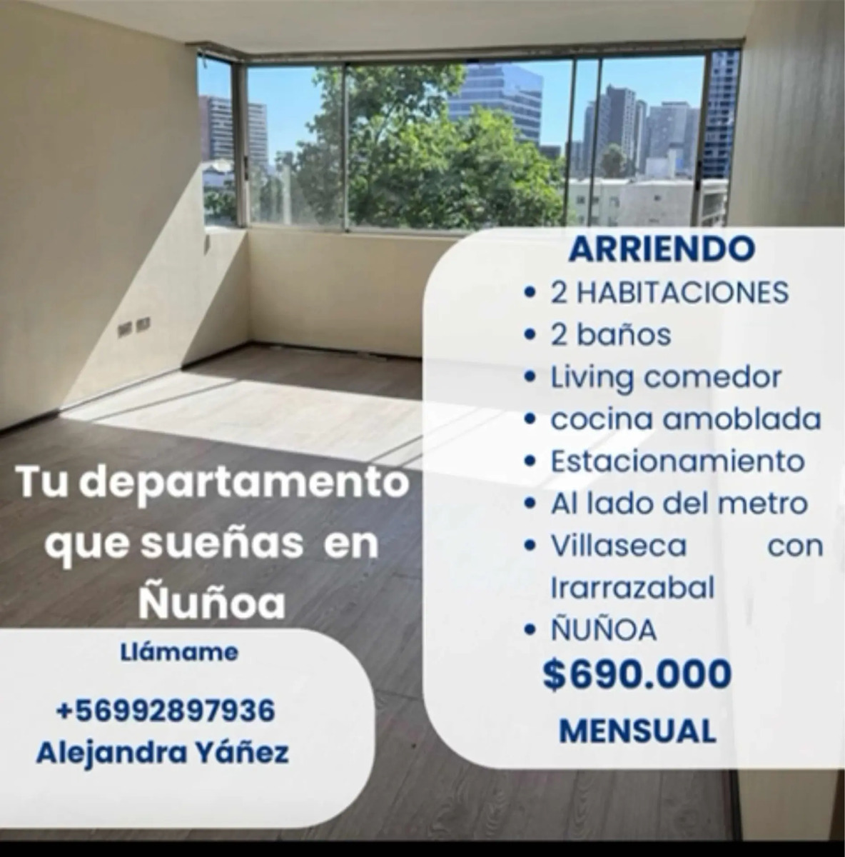 Arriendo Departamento 2D 2B 1E Metro &Ntilde;u&ntilde;oa - &Ntilde;u&ntilde;oa