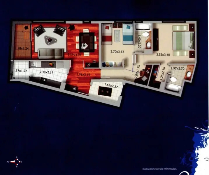 Venta Departamento NO 2D en suite Walk-in cl&oacute;set 2B 1E 1B Campus Oriente - Providencia