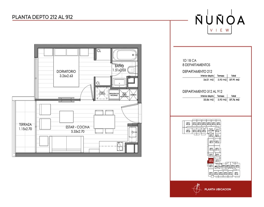 Venta Departamento P 1D en suite 1B Parque San Eugenio - Metro &Ntilde;uble - &Ntilde;u&ntilde;oa