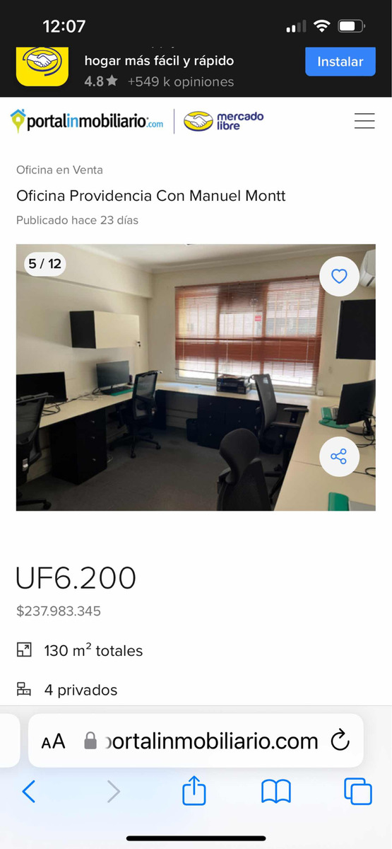 Venta Oficina 3B Manuel Montt - Providencia