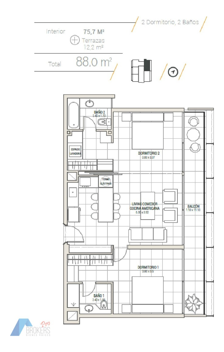 Venta Departamento O 2D en suite Walk-in cl&oacute;set 2B 1E 1B Puente Nuevo - Lo Barnechea