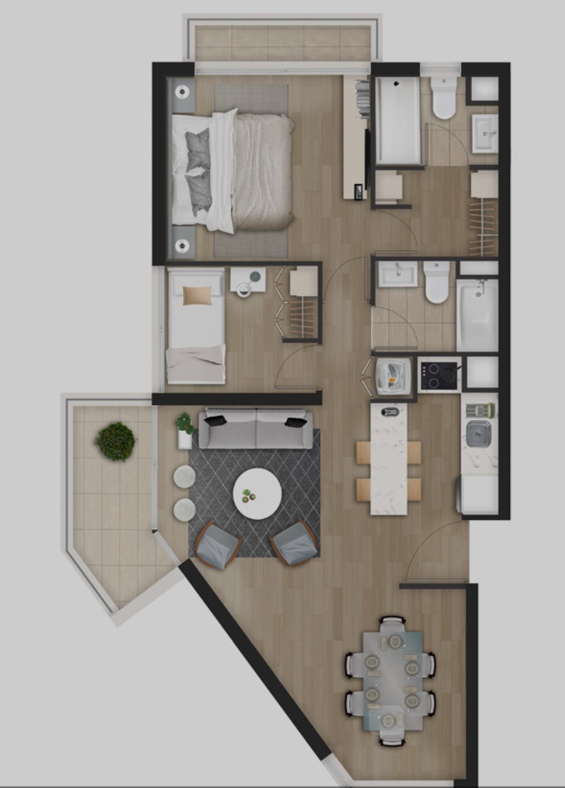 Arriendo Departamento NOSP 2D en suite Walk-in cl&oacute;set 2B 1E 1B Estadio Nacional - &Ntilde;u&ntilde;oa