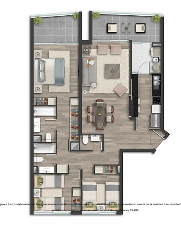 Arriendo Departamento NO 3D en suite Walk-in cl&oacute;set 3B 1E Estadio Croata - Vitacura