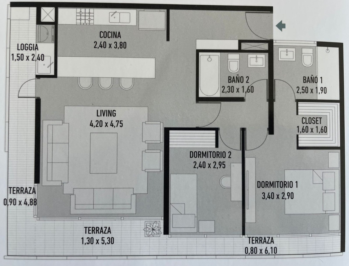 Arriendo Departamento NP 2D en suite Walk-in cl&oacute;set 2B 1E 1B Pedro de Valdivia - Providencia