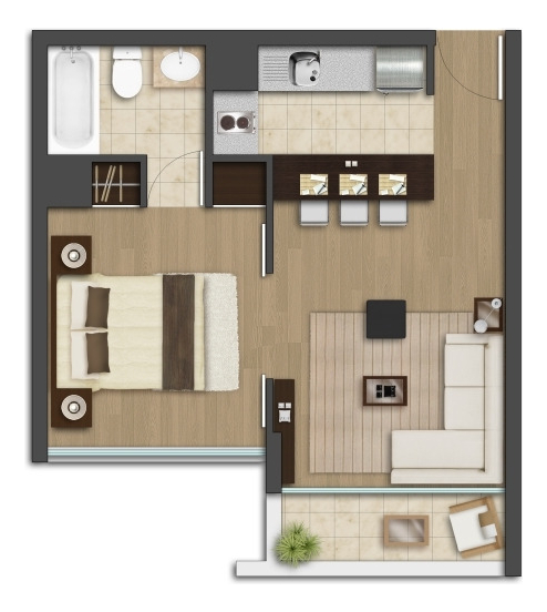 Venta Departamento P 1D en suite 1B Parque San Eugenio - Metro &Ntilde;uble - &Ntilde;u&ntilde;oa