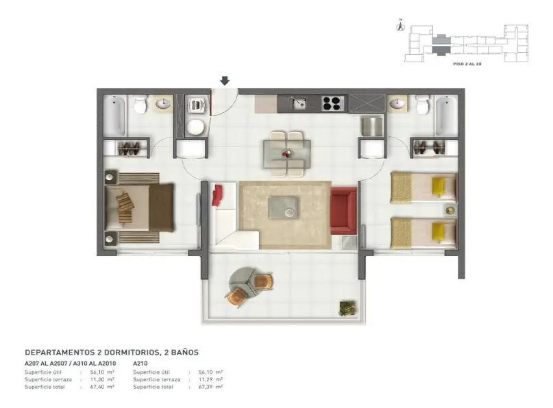 Venta Departamento Mariposa S 2D 2B 1E 1Bd Bulnes - Santiago