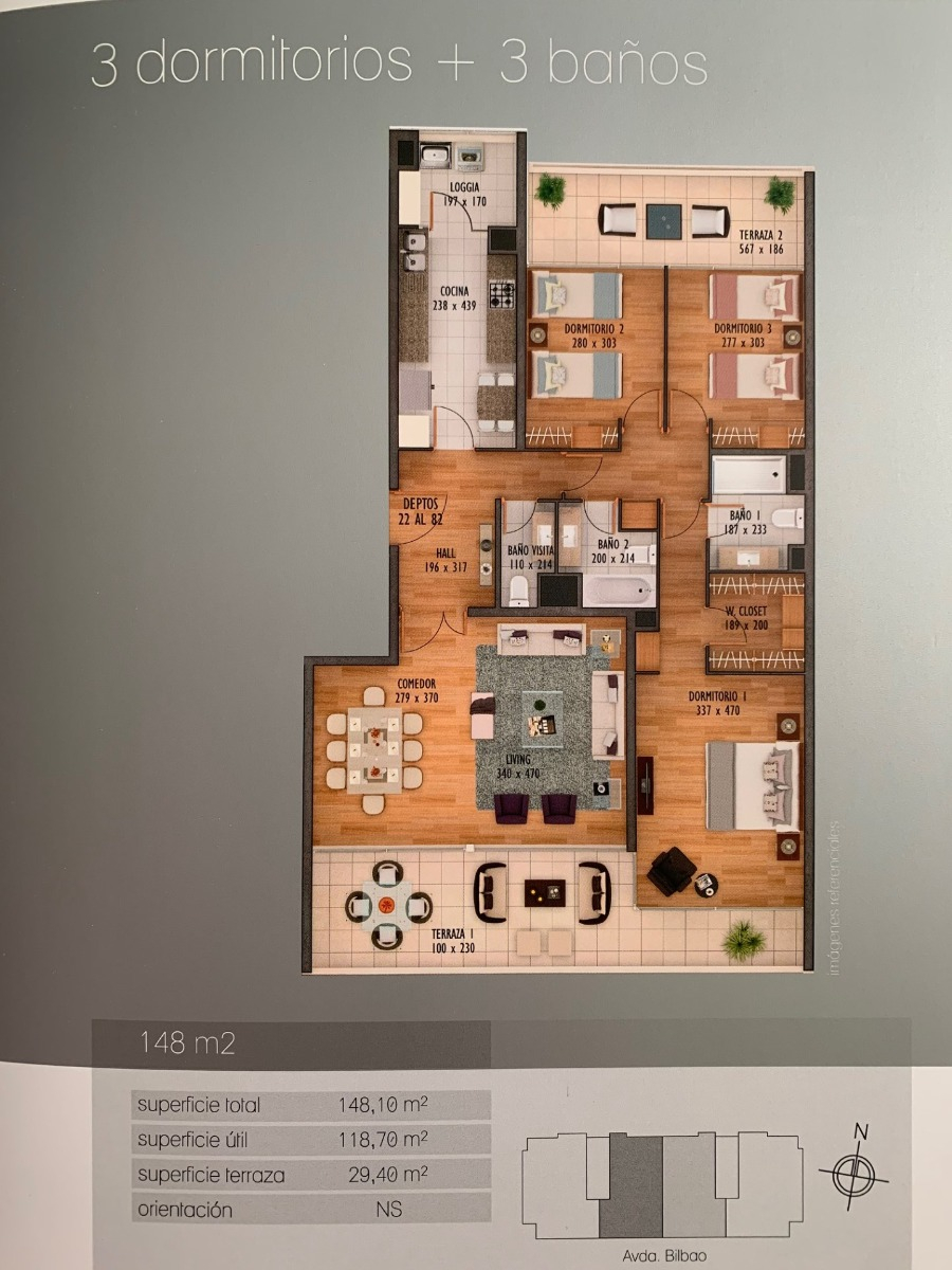 Arriendo Departamento SO 3D en suite Walk-in cl&oacute;set 3B 2E 1B Sebasti&aacute;n Elcano - Las Condes