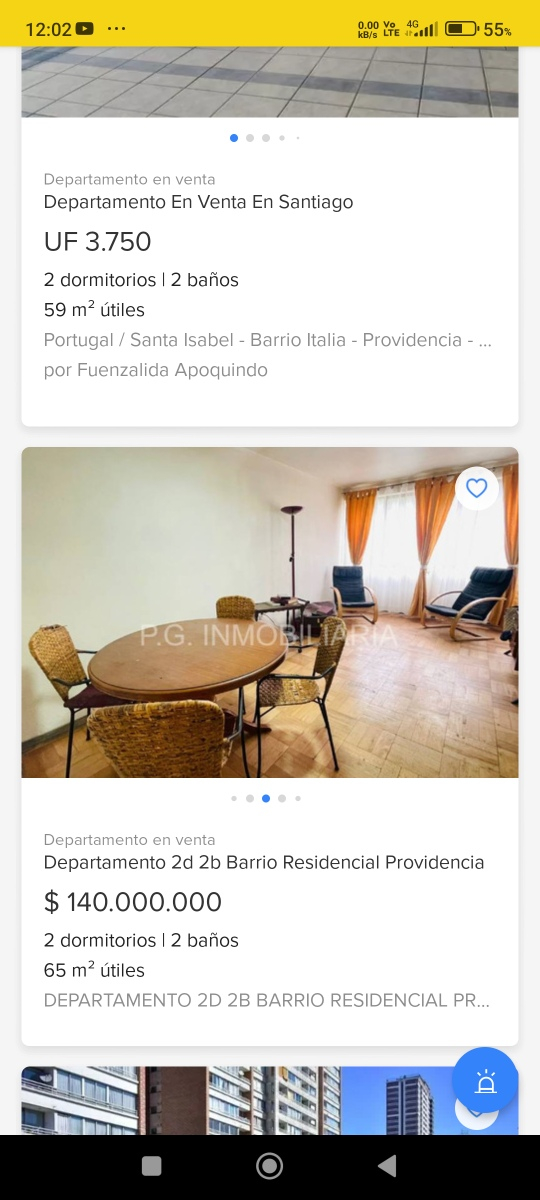 Venta Departamento 2D 2B Plaza Italia - Providencia