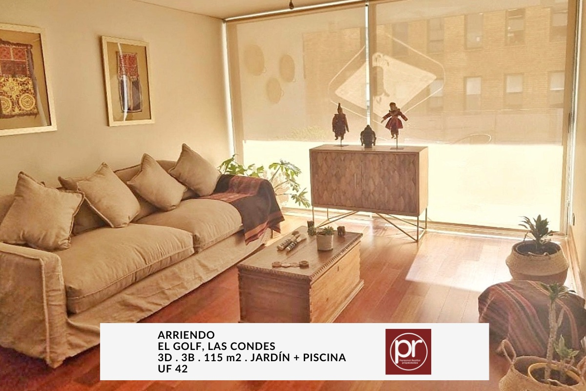 Arriendo Departamento N 3D en suite Walk-in cl&oacute;set 3B 2E 1B Barrio El Golf - Las Condes