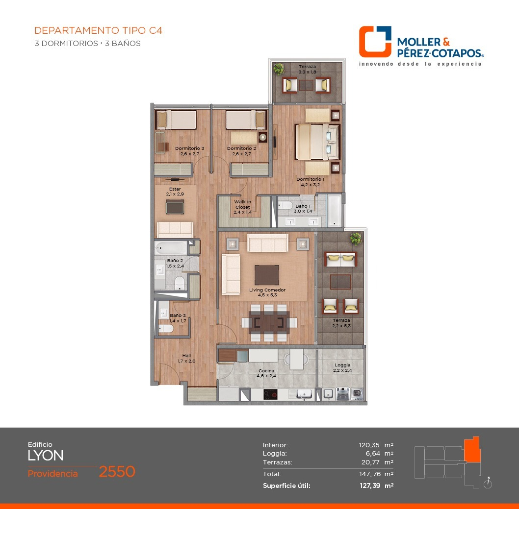 Venta Departamento NO 3D en suite Walk-in cl&oacute;set 3B 2E 1B Campus Oriente - Providencia