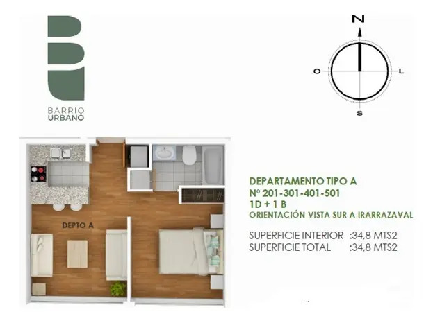 Venta Departamento SO 1D en suite 1B Plaza Ega&ntilde;a - &Ntilde;u&ntilde;oa