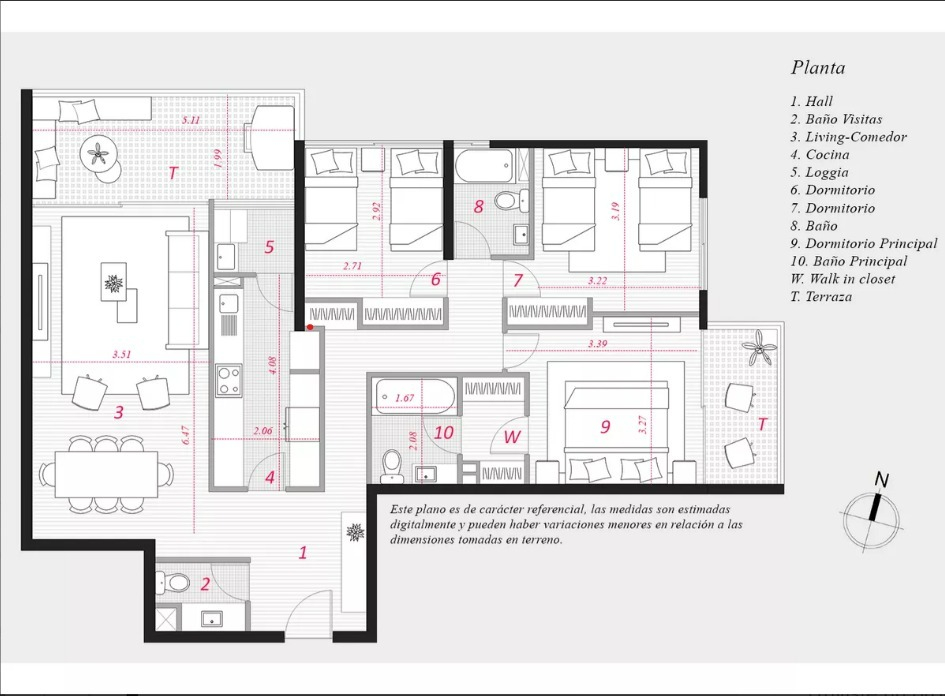 Venta Departamento NO 3D en suite Walk-in cl&oacute;set 3B 1E 1B Villa Frei - &Ntilde;u&ntilde;oa