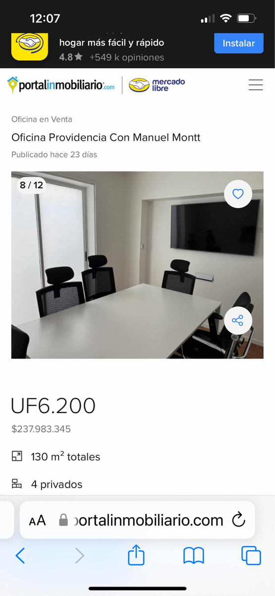 Venta Oficina 3B Manuel Montt - Providencia