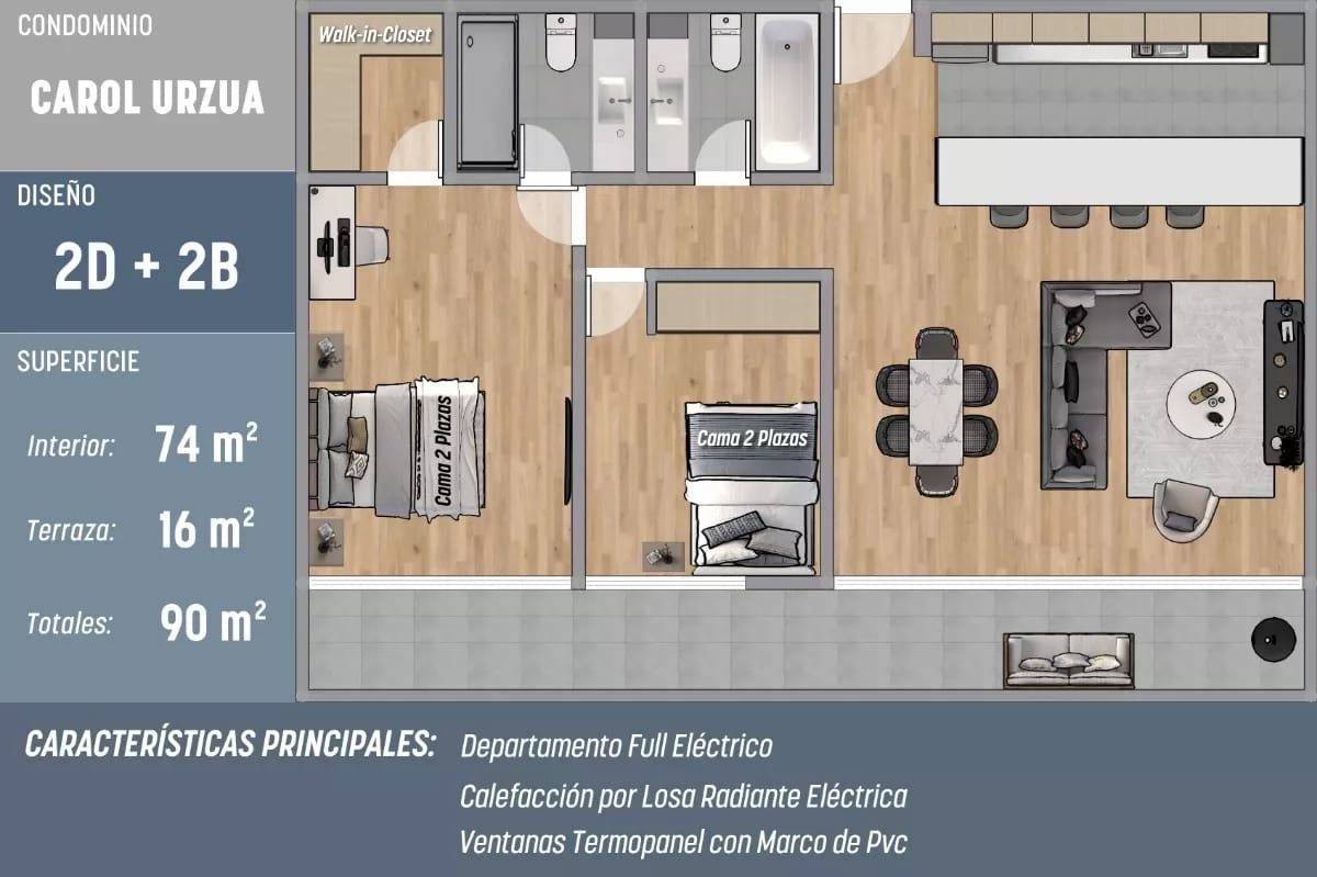 Venta Departamento 2D en suite Walk-in cl&oacute;set 2B 1E 1B Metro Hernando de Magallanes - Las Condes