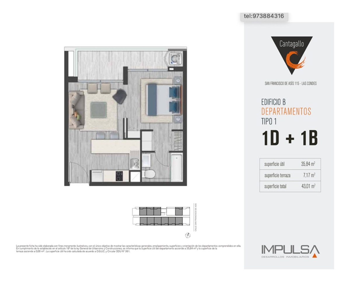 Venta Departamento NO 1D en suite 1B 1E 1B San Dami&aacute;n - Las Condes