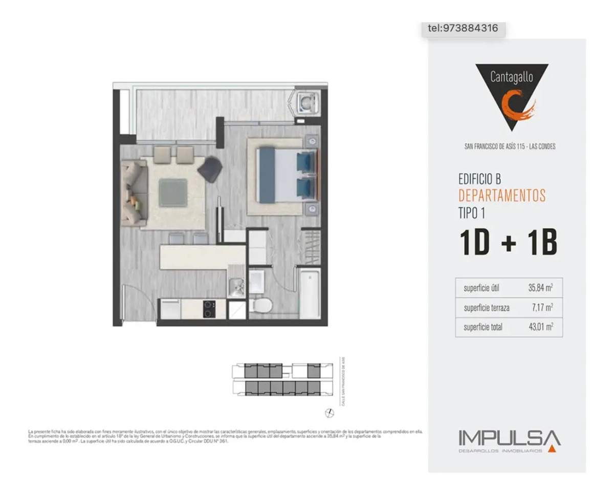 Venta Departamento NO 1D en suite 1B 1E 1B San Dami&aacute;n - Las Condes