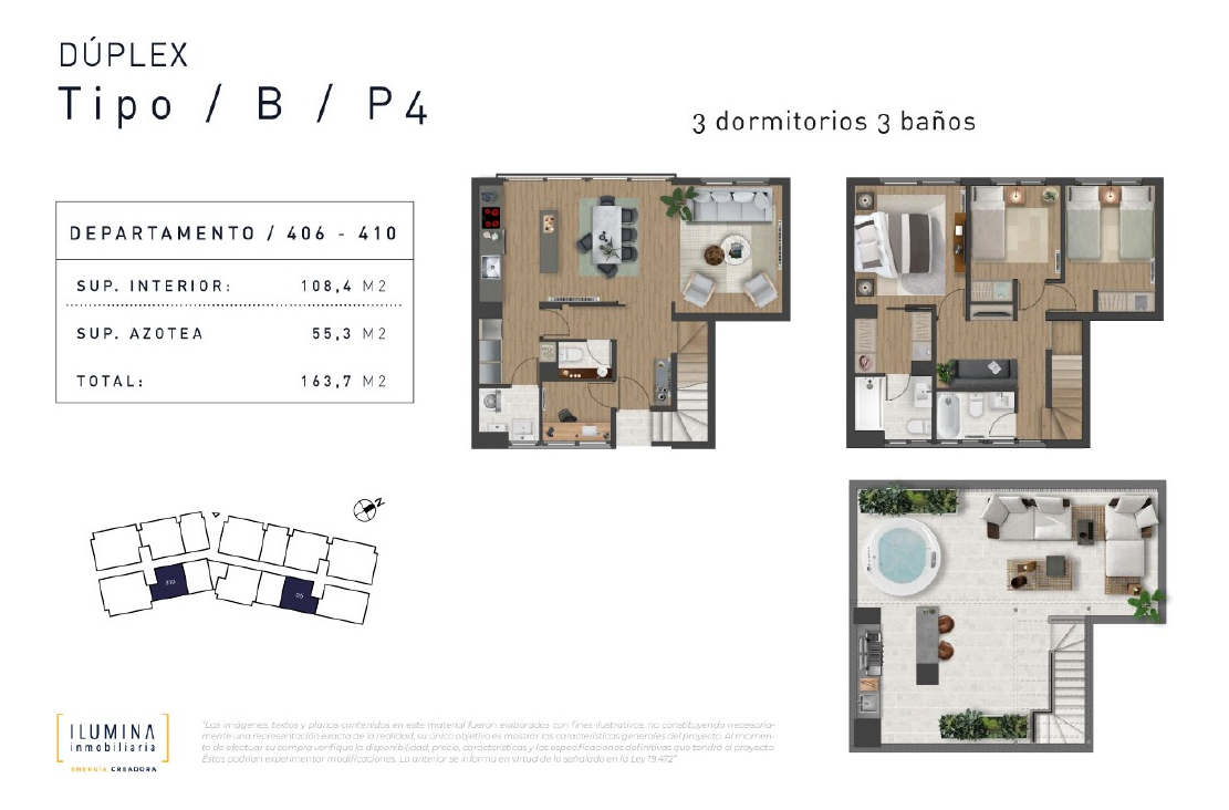 Venta Departamento SO 3D en suite Walk-in cl&oacute;set 3B 2E 1B Metro Bilbao - Providencia