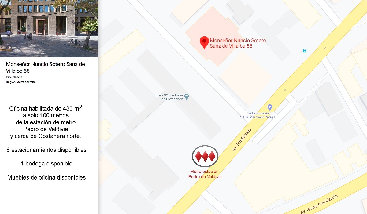 Arriendo Oficina NOSP 6B 6E 1B Pedro de Valdivia - Providencia