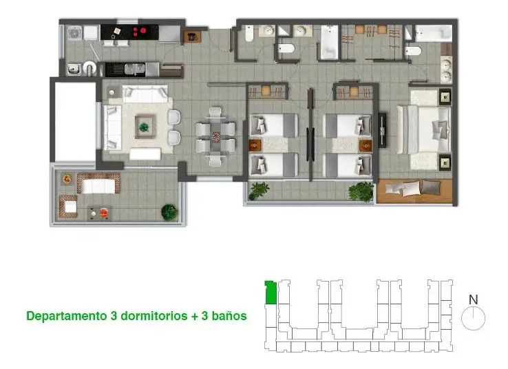 Venta Departamento NP 3D en suite Walk-in cl&oacute;set 3B 3E 1B In&eacute;s de Su&aacute;rez - Providencia
