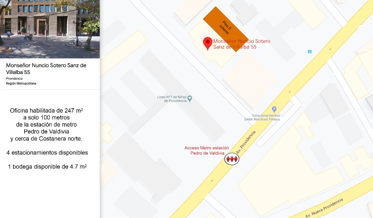 Arriendo Oficina NO 3B 4E 1B Pedro de Valdivia - Providencia