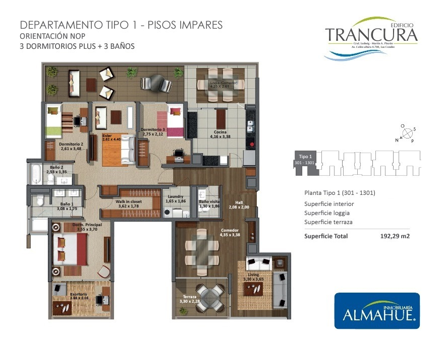 Arriendo Departamento NO 3D en suite Walk-in cl&oacute;set 3B 2E 1B Sebasti&aacute;n Elcano - Las Condes