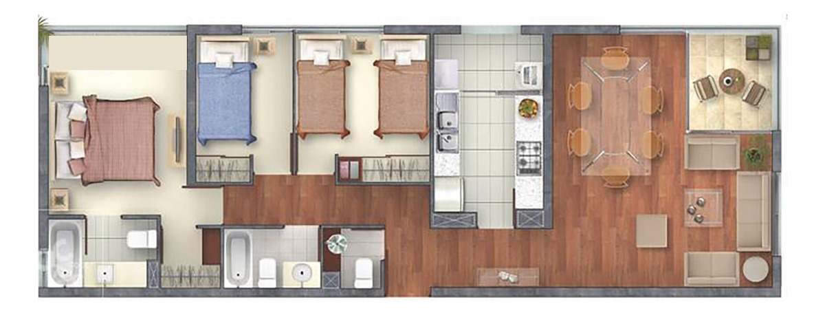 Arriendo Departamento NOSP 3D en suite Walk-in cl&oacute;set 3B 1E 1B Las Lilas - Providencia