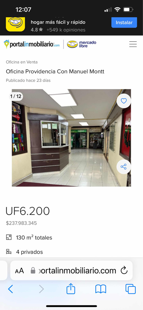 Venta Oficina 3B Manuel Montt - Providencia