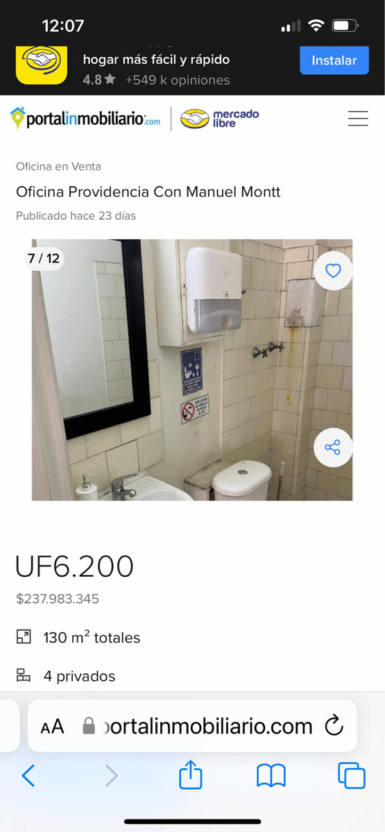 Venta Oficina 3B Manuel Montt - Providencia