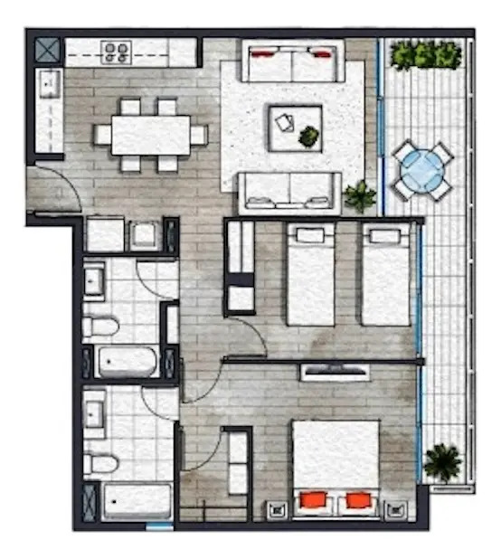 Arriendo Departamento SO 2D en suite Walk-in cl&oacute;set 2B 1E 1B Las Lilas - Providencia