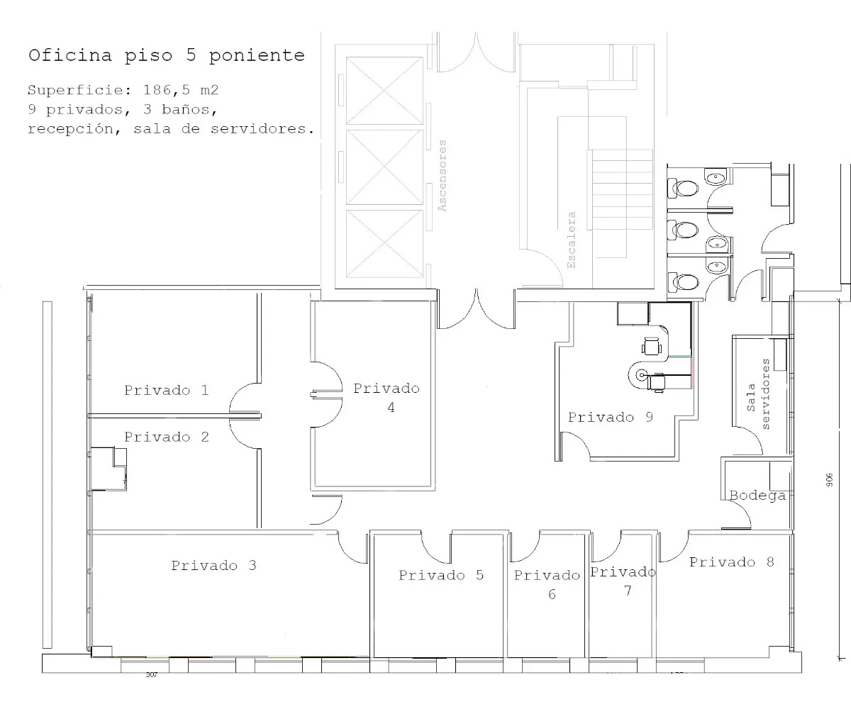 Arriendo Oficina P 3B 3E Pedro de Valdivia - Providencia