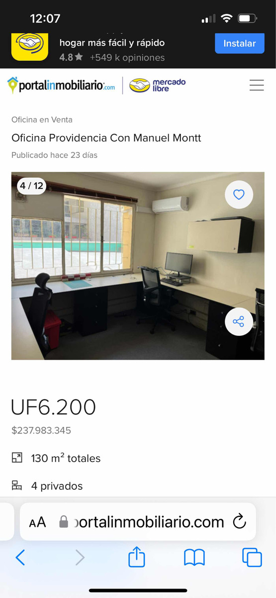 Venta Oficina 3B Manuel Montt - Providencia