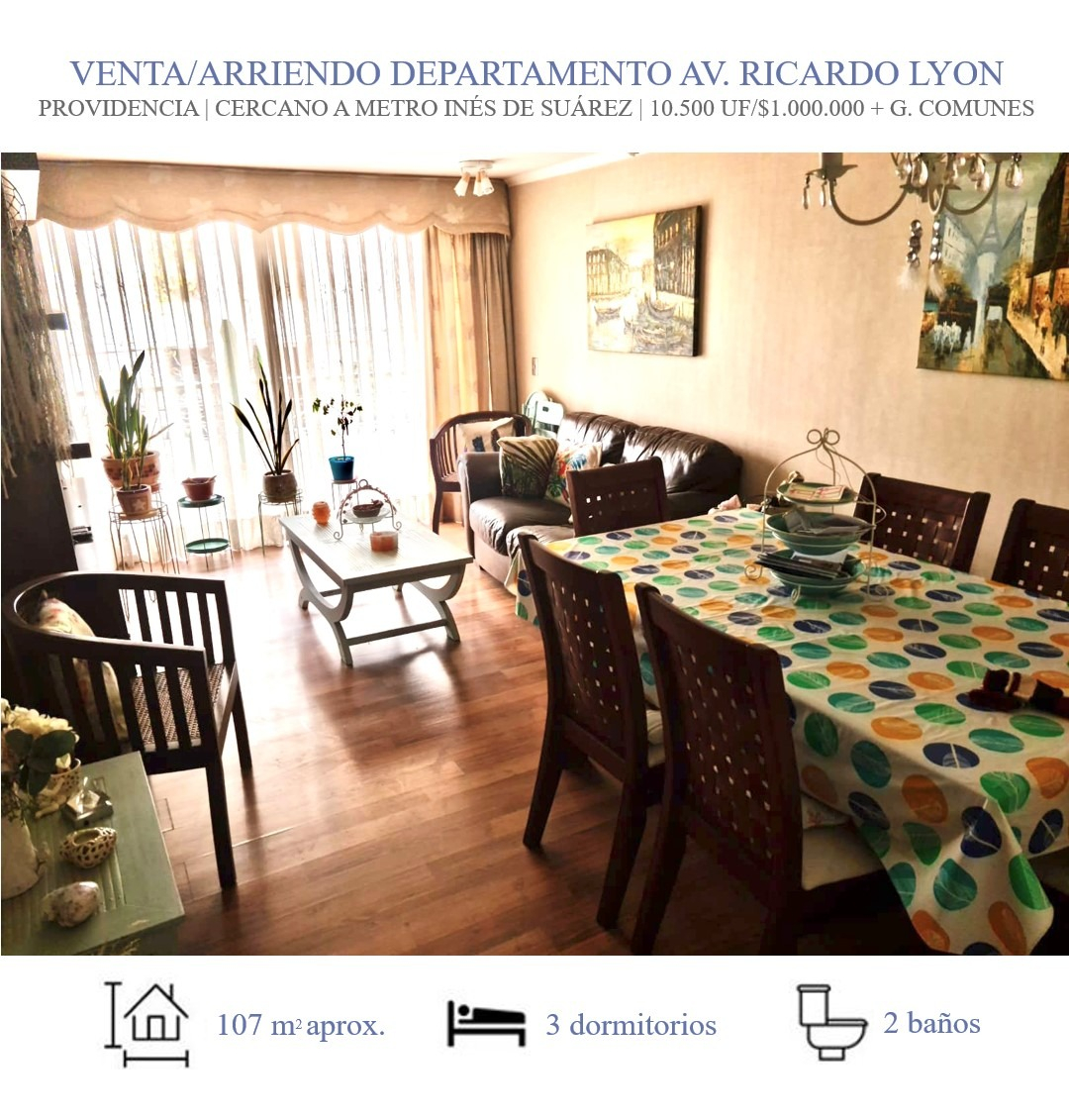 Arriendo Departamento 3D 2B 2E 1B Los Leones - Providencia