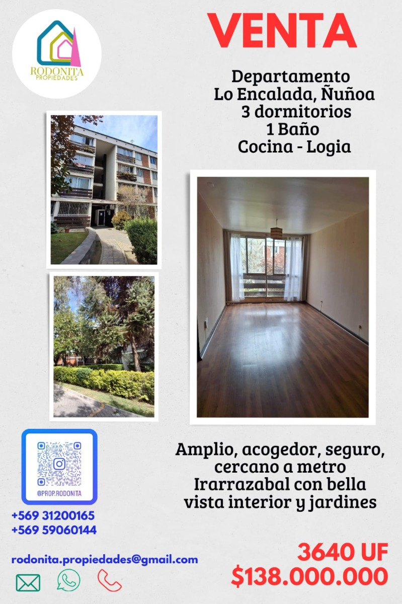 Venta Departamento O 3D 1B Metro Irarr&aacute;zaval - &Ntilde;u&ntilde;oa