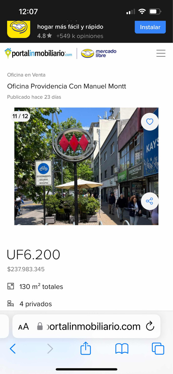 Venta Oficina 3B Manuel Montt - Providencia